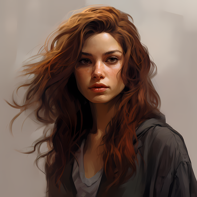 Free portrait woman redhead illustration