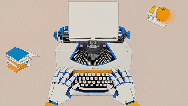 Free ai generated typewriter robot illustration
