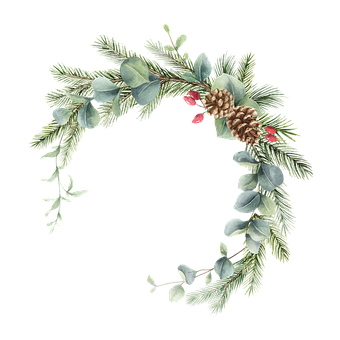 Guirnalda, Acuarela, Navidad, Flores