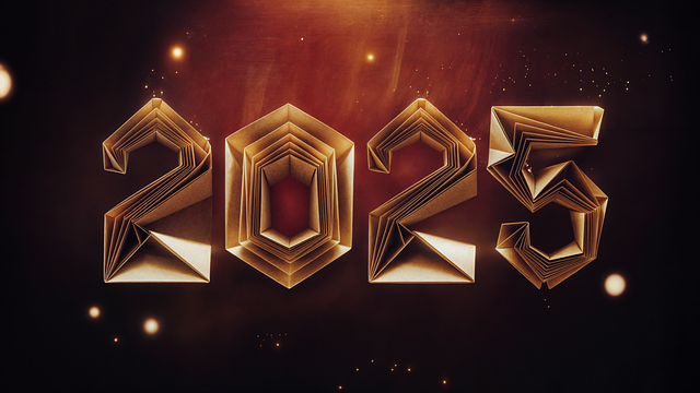 Free new year origami numbers paper art illustration