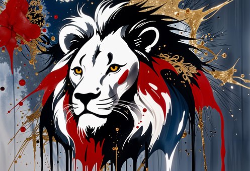 Free Lion Painted ai generated image and illustration