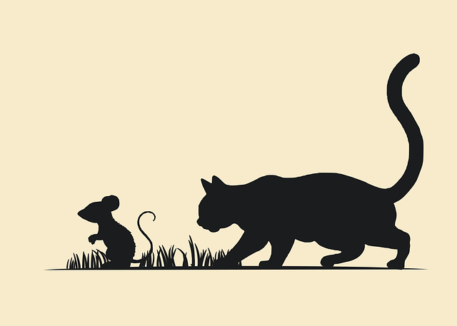 Free cat mouse silhouette illustration