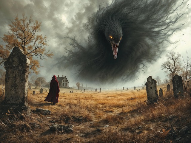 Free ai generated cemetery horror illustration