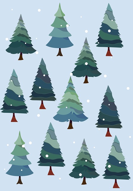 Free christmas trees snowfall illustration