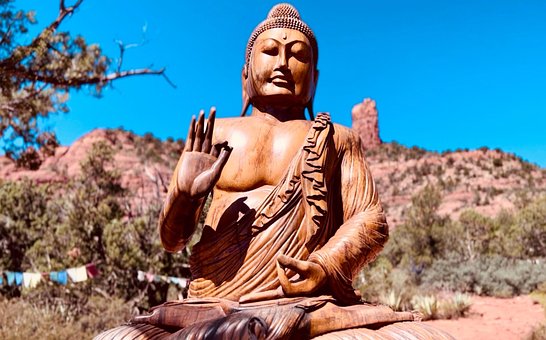 Buddha, Statue, Træ, Tempel, Arizona