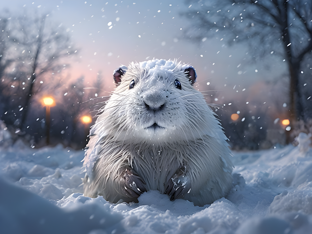 Free ai generated beaver winter illustration