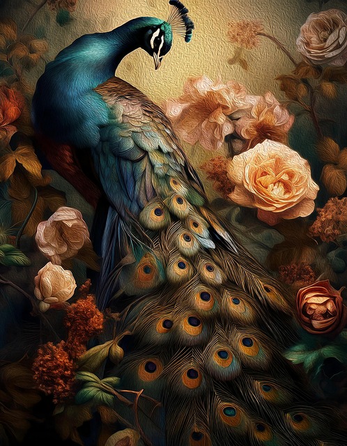 Download free HD stock image of Ai Generated Peacock Free ai generated peacock flowers illustration