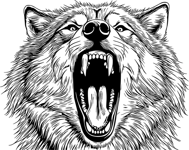 Free wolf growling teeth illustration