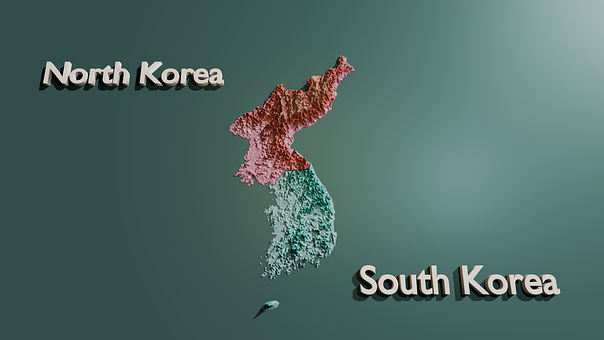 Korea, Karte, 3D-Karte, Weltkarte