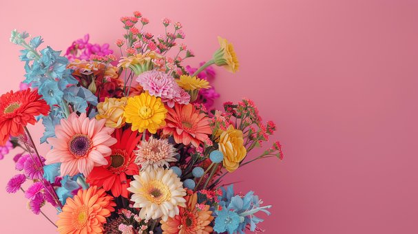 Bloemen, Boeket, Roze, Cadeau