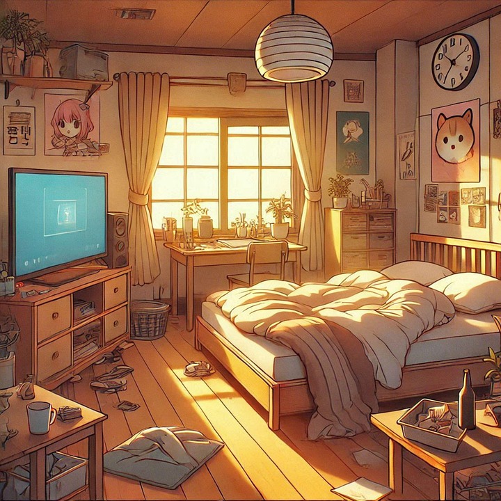 Download Ai Generated, Lo-Fi, Bedroom. Royalty-Free Stock Illustration ...