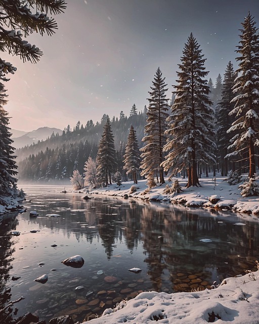 Free ai generated lake winter illustration