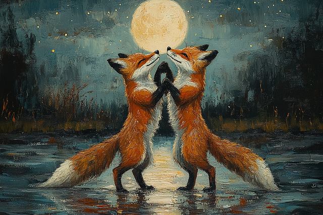 Free ai generated fox dancing illustration
