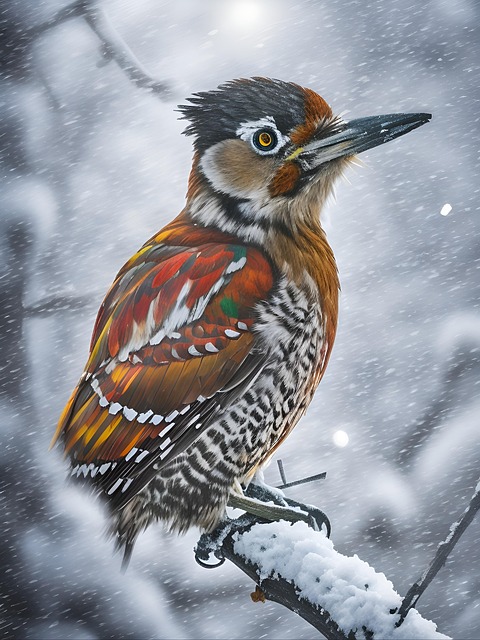 Free ai generated woodpecker winter illustration