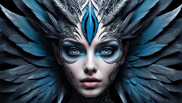Free woman art blue illustration