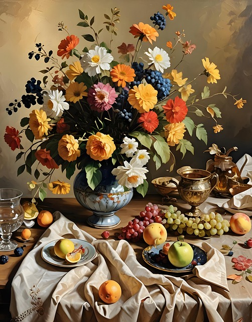 Free painting still life vase illustration