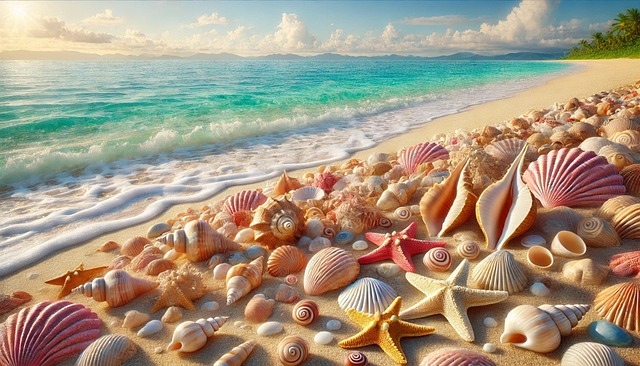 外壳, 海洋之星, 海滩, 砂, 夏天, 假日, 海, 热带, 生成的