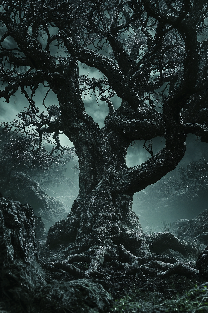 Download free HD stock image of Ancient Tree Gnarled Branches Free ancient tree gnarled branches twisted roots illustration