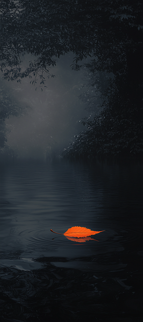 Free maple leaf floating leaf foggy forest illustration