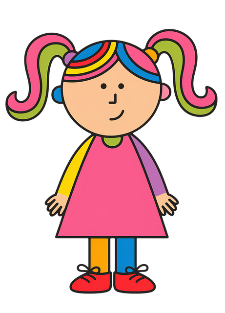Meisje, Kleurrijk, Trendy, Schattig