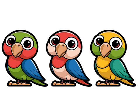 Vogels, Schattig, Kleurrijk, Kleur, Drie