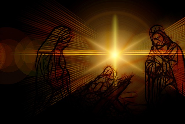 Free christmas star birth illustration