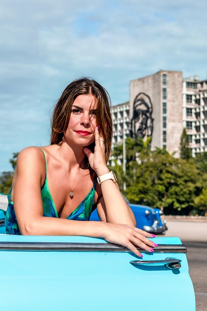 Fată, Modelul, Cubanez, Albastru, Femeie