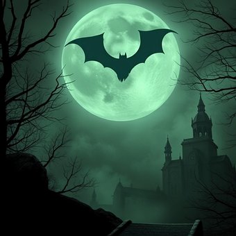 Free Bat Full Moon illustration and picture