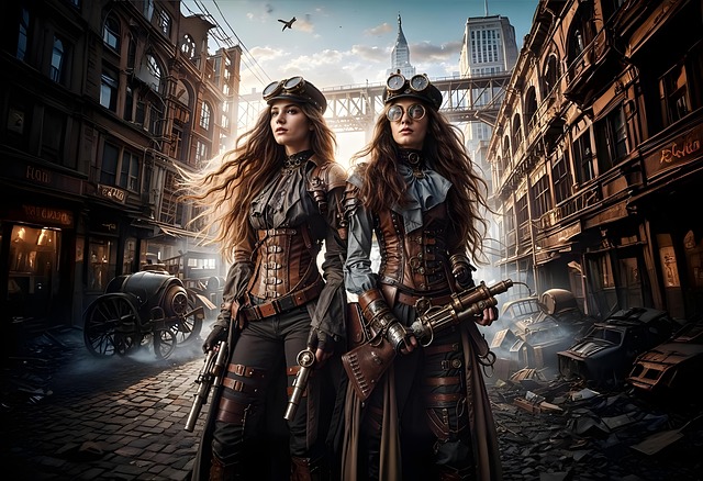 Free ai generated steampunk women illustration