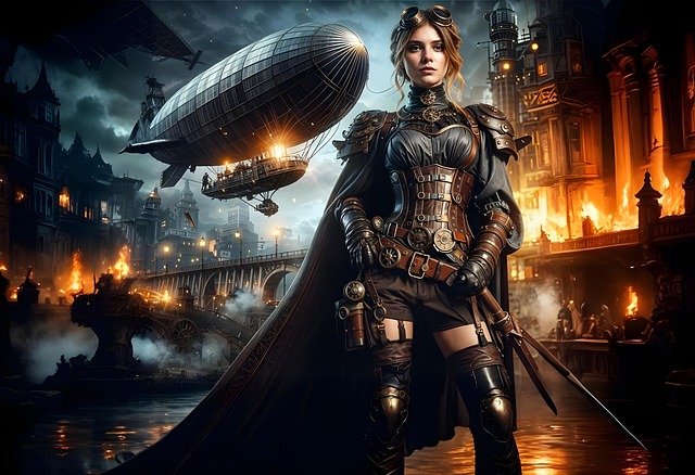Free steampunk woman fantasy illustration