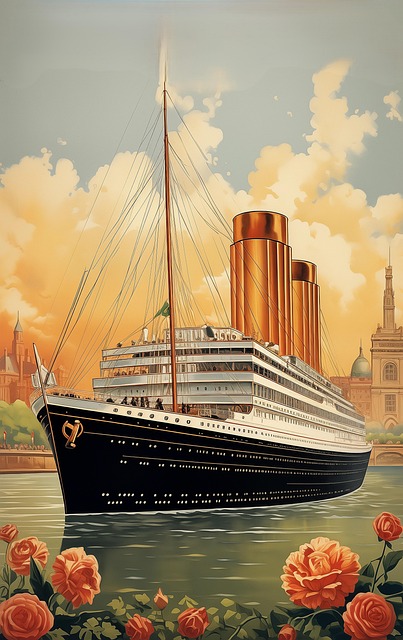 Free ocean liner ship sailing illustration