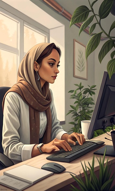 Free person corporate laptop illustration