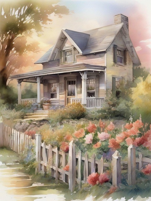 Free cottage country house illustration