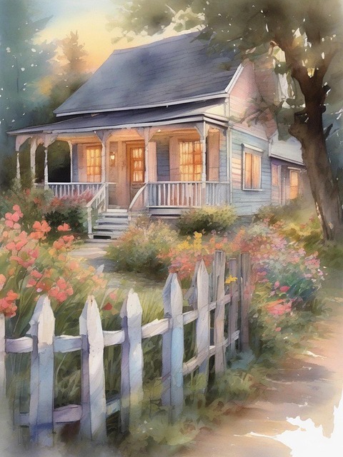 Free cottage country house illustration