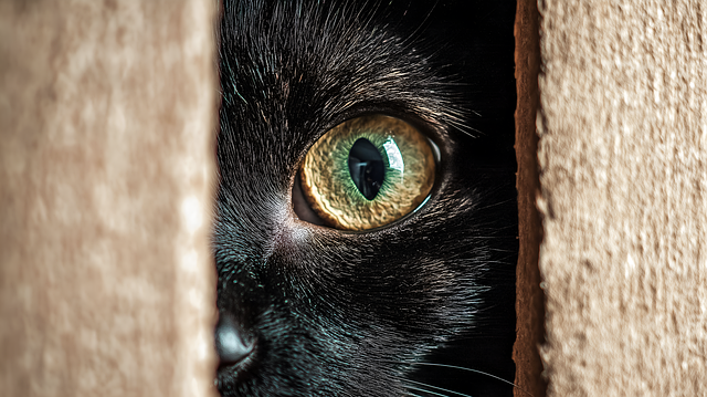 Free black cat cat eye peeking cat illustration