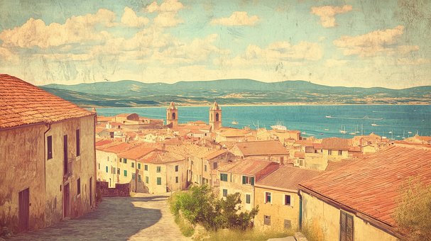 Zeichnung, Insel, Sardinien, Italien
