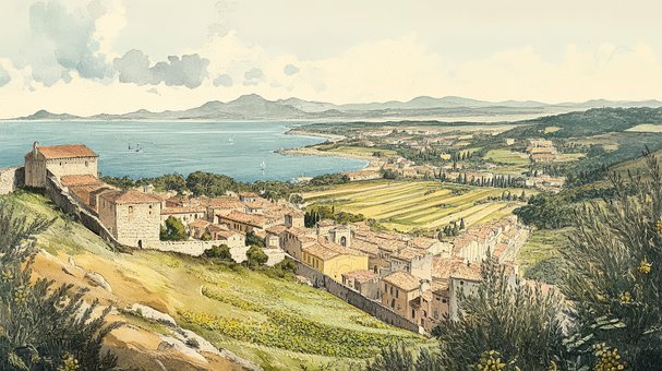 Zeichnung, Insel, Sardinien, Italien
