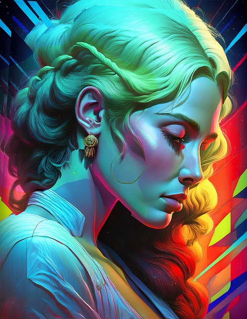 Free rainbow woman portrait illustration