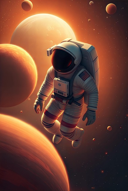 Free astronaut space planets illustration