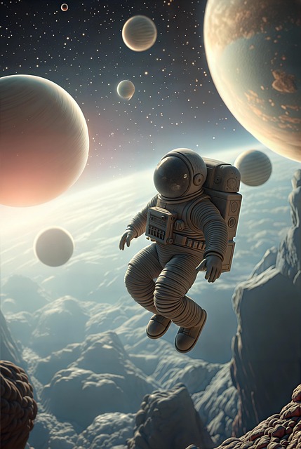 Free astronaut space planets illustration
