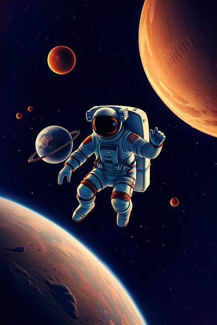 Free astronaut space floating illustration