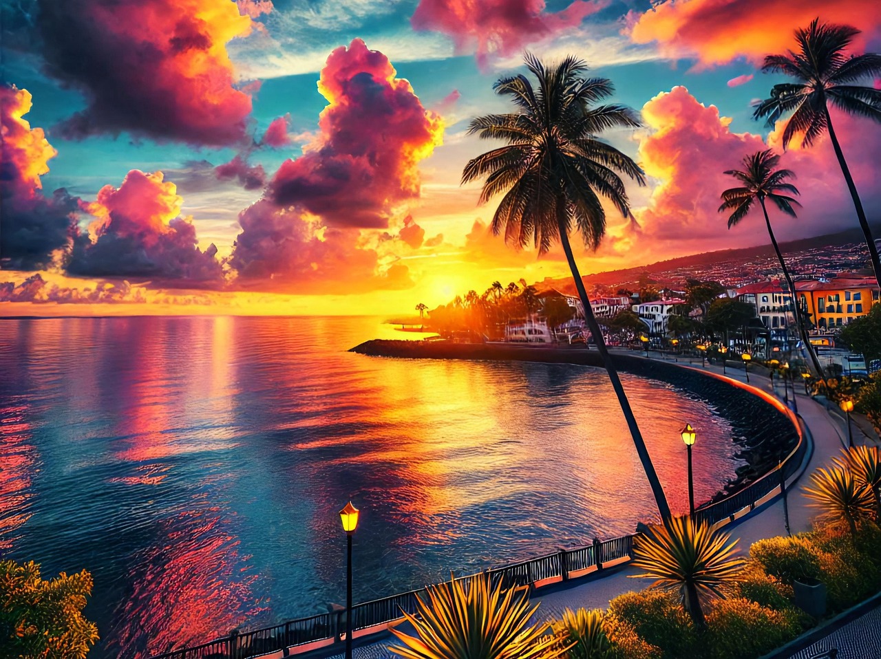 Download free HD stock image of Sunset Nature Free sunset nature twilight illustration