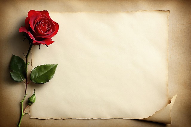 Free red rose parchment vintage paper illustration