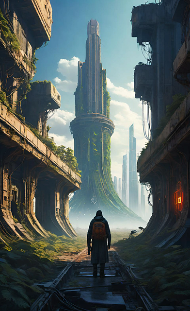 Free traveler abandoned city illustration
