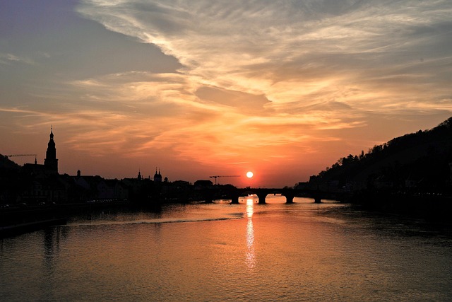 Sonnenuntergang, Heidelberg, Fluss