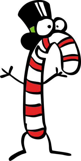 Free cartoon candy cane christmas vector