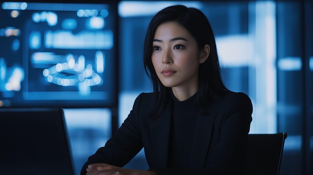Free human-ai collaboration futuristic office ai-powered analytics illustration