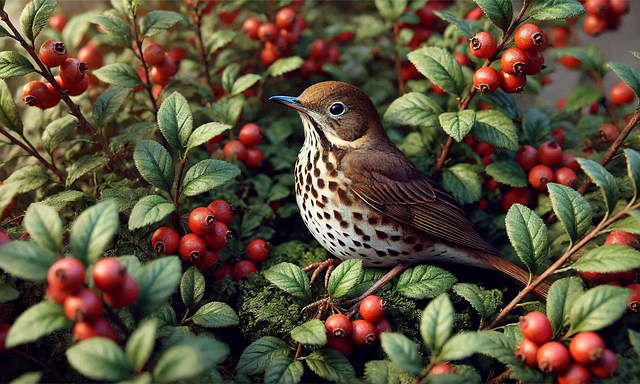 Free ai generated bird song thrush illustration