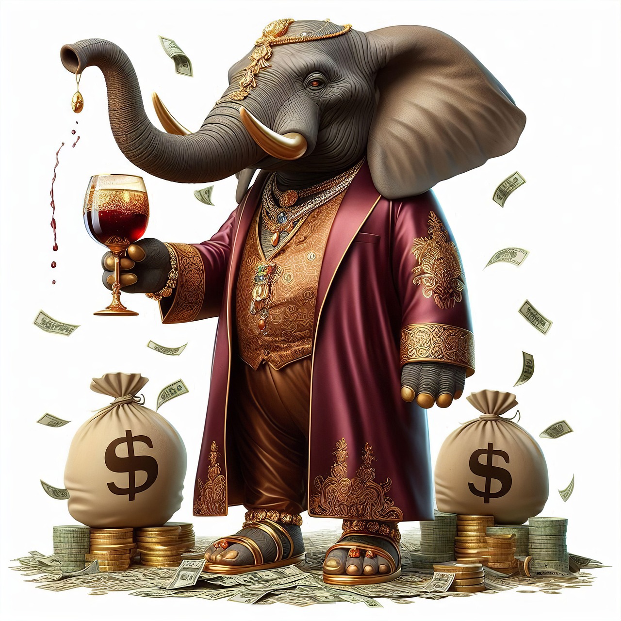 Download Elephant, Cash, Champagne. Royalty-Free Stock Illustration ...