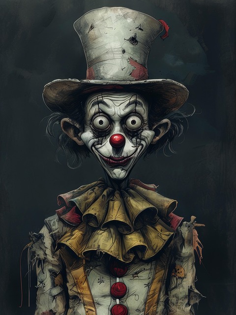 Free clown creepy top hat illustration
